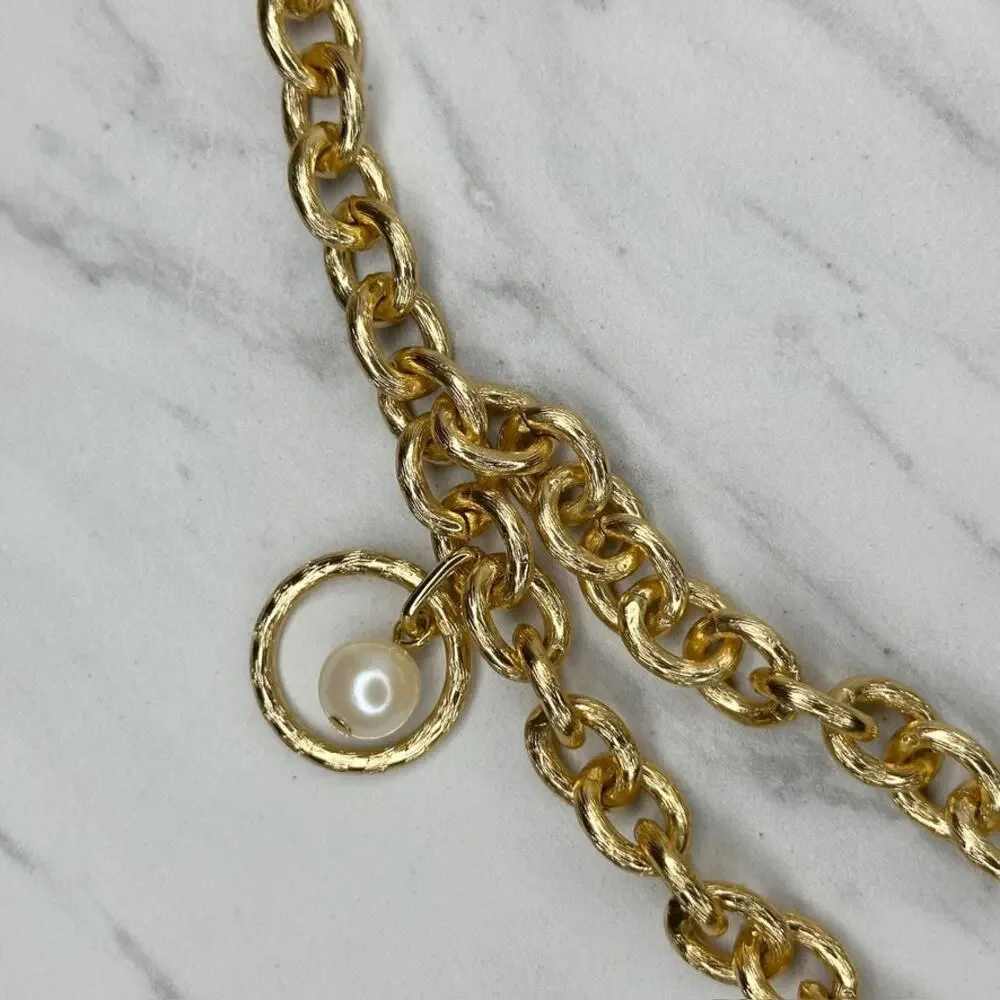 Draped Faux Pearl Gold Chain Belt Small/Medium (S/M) ✨